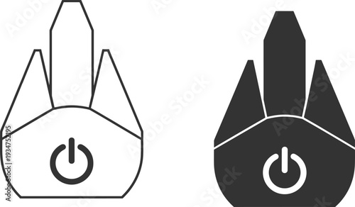 Electric power plug and on off button icon set, energy connection symbol isolated on white background