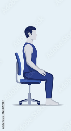 Illustration Of A Person In Athletic Wear Sitting On An Office Chair Representing Calmness