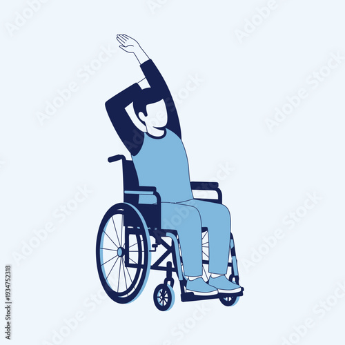 Illustration Of A Person In Wheelchair Doing Stretching Exercises For Physical Wellbeing