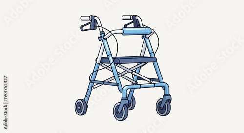 Illustration Of A Medical Walker Representing Support And Mobility For Elderly People