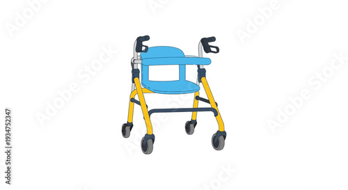Illustration Of A Medical Walker With Seating Against A White Background