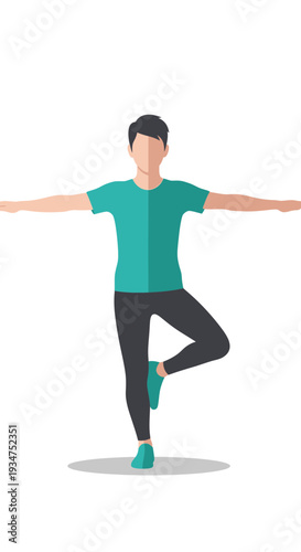 Illustration Of A Person Performing A Balance Pose, Promoting Mindfulness And Stability