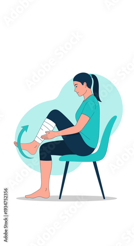 Illustration Of A Person Performing A Foot Exercise While Seated For Physical Therapy