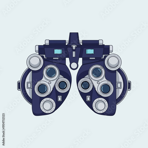 Illustration Of A Phoropter: A Medical Tool Used For Vision Testing And Diagnosis