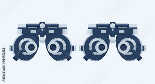 Illustration Of A Phoropter: Medical Tool For Eye Examination And Vision Assessment