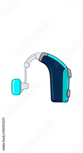 Illustration Of A Modern Hearing Aid Device Demonstrating Audio Technology And Assistance