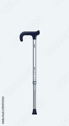 Illustration Of A Stylish Adjustable Walking Stick For Mobility And Elderly Assistance