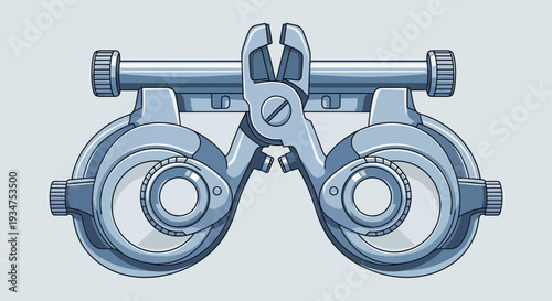 Illustration Of A Trial Frame For Ocular Refraction On A Light Gray Backdrop