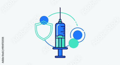 Illustration Of A Vaccination And Protection With Colorful Decorative Elements Design