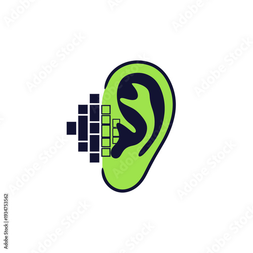 Illustration Of A Vibrant Green Ear With Soundwave Representation Captivating Audience Attention