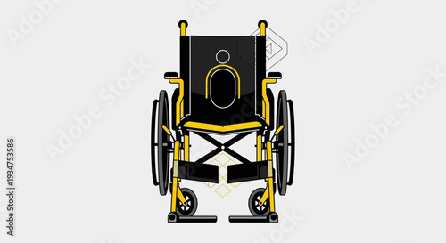 Illustration Of A Wheelchair In Modern Yellow And Black Design Against A White Backdrop