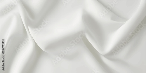Luxurious white silk fabric background with soft satin waves and elegant white curtains creating a smooth 3d textured backdrop for wedding decorations