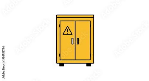 Illustration Of A Yellow Cabinet With An Alert Symbol Isolated On White Background