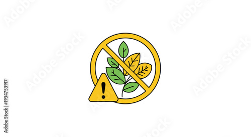 Illustration Of Allergy Warning Symbol: No Plant Allergy, Allergen Alert, Danger Icon