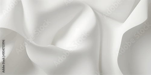 Elegant smooth white silk fabric in a spiral fold, creating soft waves and highlights. Luxurious satin texture with pearly silver tones, perfect for backgrounds, fashion, or interior design concepts.