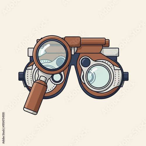 Illustration Of An Optometry Examination Tool With Magnifying Glass for Vision Assessment