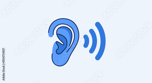 Illustration Of An Ear Icon Conveying Sound, Listening, and Information Flow