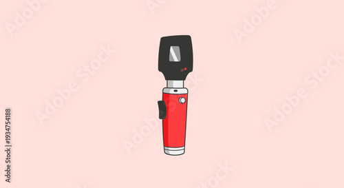 Illustration Of An Otoscope For Medical Examination In Cartoon Style On Pink Background