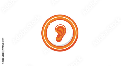 Illustration Of An Ear Inside An Orange Circle Representing Auditory Awareness And Perception