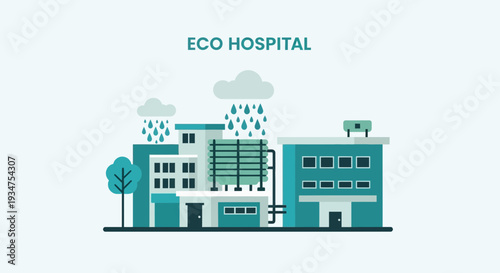 Illustration Of An Eco-Friendly Hospital Building With Green Energy Infrastructure