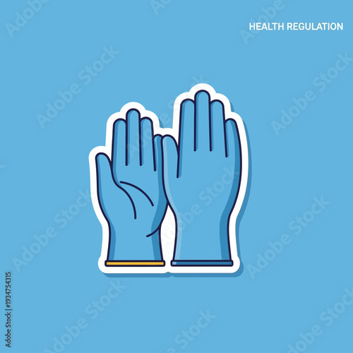 Illustration of Blue Medical Gloves Representing Health Safety and Protective Measures