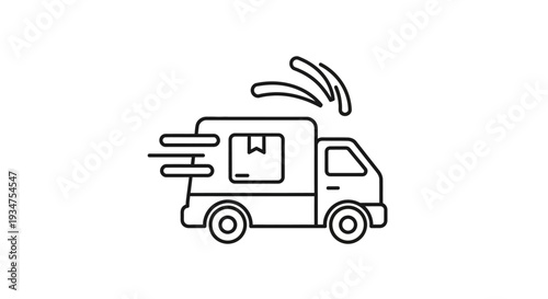 Fast Delivery Truck Line Art Illustration.