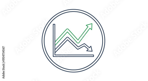 Green arrow graph line chart icon.