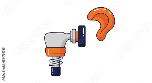 Illustration Of Ear Examination Tool and Ear Isolated on a White Background