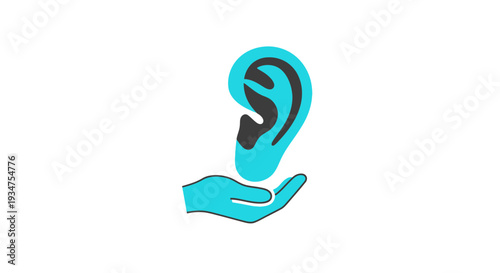 Illustration Of Ear Held By Hand Signifying Sound Support And Auditory Health