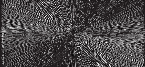 Circular starburst explosion texture. Distressed uneven grunge background. Abstract vector illustration. Overlay to create interesting effect and depth. Isolated on white background.