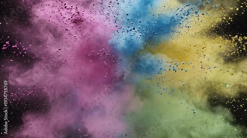 Wallpaper Mural Colorful powder explosion on black background Torontodigital.ca