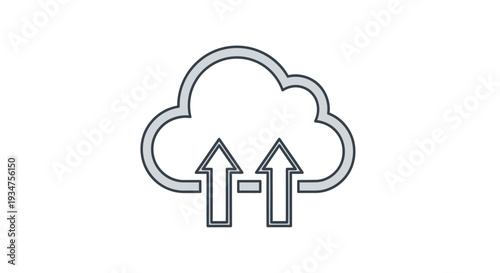 Cloud data transfer icon depicting uploading information to the digital cloud environment