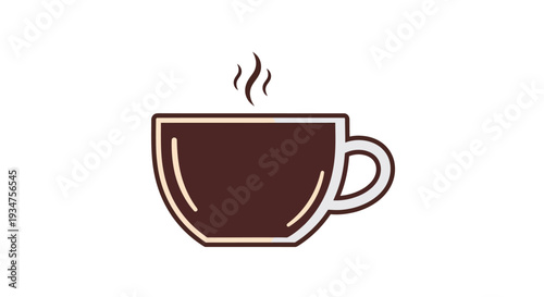 Minimalist Illustration of a Coffee Cup with Steam on a Clean White Background