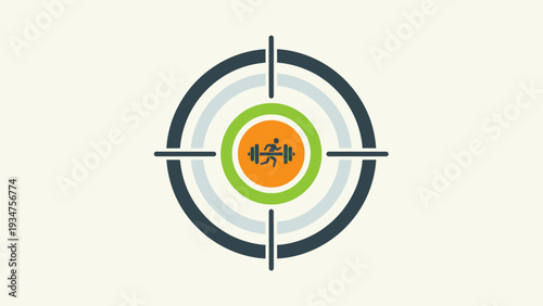 Fitness goal target with weightlifting icon