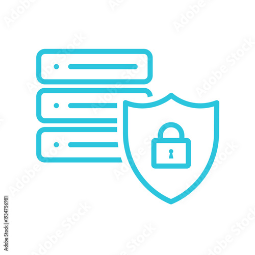 Fotografie Data shield icon. Isolated on white background. Blue icon
