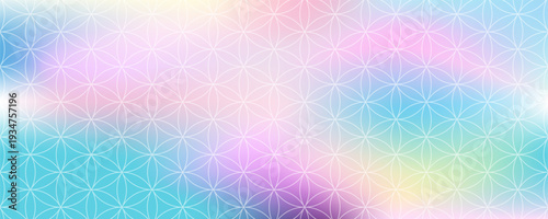 Geometric pattern, Sacred Flower of Life, Web banner Colorful Background