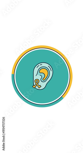 Illustration Of Ear Symbolizing Awareness And Health In A Vibrant Circle Design