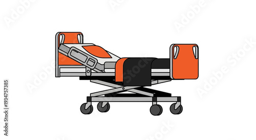 Illustration Of Emergency Medical Stretcher, Designed For Patient Transport And Care