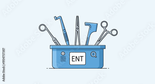 Illustration Of ENT Instruments Inside A Box Depicting Medical Examination Equipment