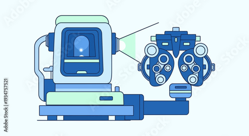 Illustration Of Eye Examination Tools To Check Vision And Eye Health For People
