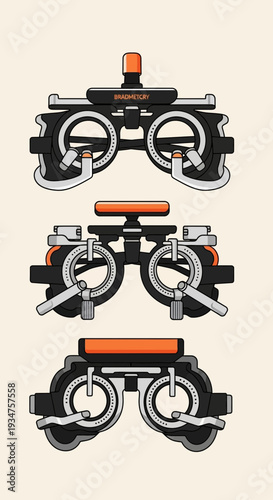Illustration Of Futuristic Optical Equipment Used In Vision Correction And Eye Exams.