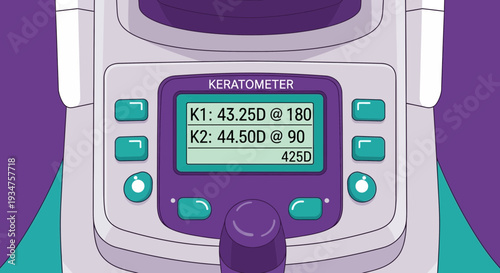Illustration Of Keratometer Displaying Eye Examination Results, Ready For Commercial Use