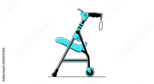 Illustration Of Mobility Aid For The Elderly: Walker And Wheeled Frame Isolated