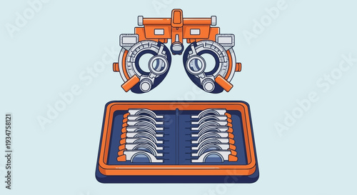 Illustration Of Ophthalmic Equipment And Trial Lenses For Visual Acuity Examination