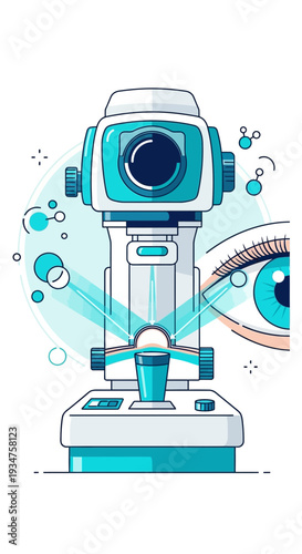 Illustration Of Ophthalmic Equipment Examining Eye Vision With Precision And Clarity