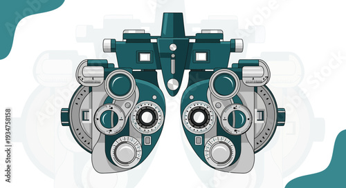 Illustration Of Ophthalmic Equipment For Eye Exams And Vision Testing Procedures