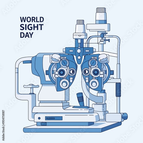 Illustration Of Ophthalmic Equipment For World Sight Day, Medical Examination Concept