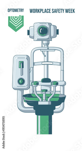 Illustration Of Ophthalmic Equipment For Eye Care Services And Workplace Safety Awareness