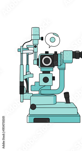 Illustration Of Ophthalmic Examination Equipment Depicting Precise Vision Diagnostics Procedures