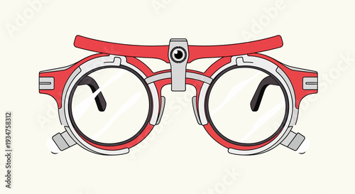 Illustration Of Stylish Red Eyeglasses, For Eye Examinations And Vision Testing Purposes
